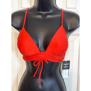 Salt Cove Red Swim Top Vermillion Triangle String‎ Bikini Top XS